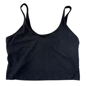 Lululemon Align Black Embossed Logo Racerback Crop Tank Top Women's Size 12